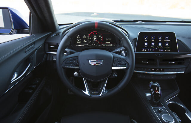 2022 Cadillac CT5-V Blackwing, interior with steering wheel and digital instrument cluster