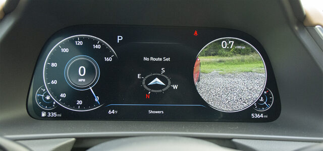 2020 Hyundai Sonata Limited 1.6T digital instrument cluster with compass and backup camera display
