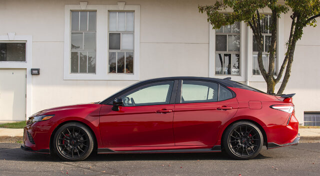 2020 Toyota Camry TRD Side Profile Supersonic Red Street