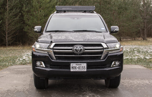 2020 Toyota Land Cruiser Heritage Edition front view black with roof rack