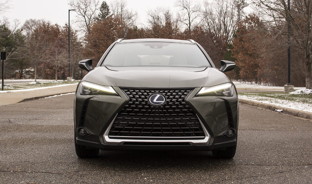 2020 Lexus UX 250h front view with spindle grille
