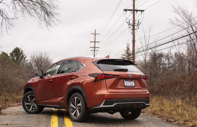 2020 Lexus NX 300h rear three-quarter view
