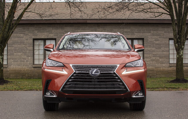 2020 Lexus NX 300h front view with spindle grille