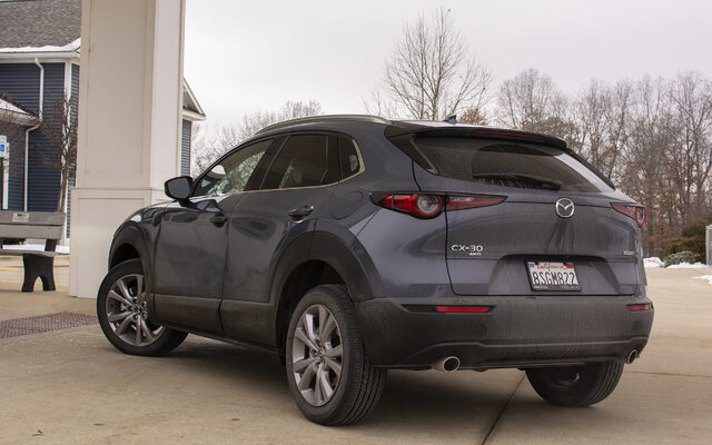 2021 Mazda CX-30 Premium AWD rear three-quarter view