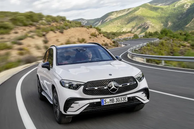 2023 Mercedes-Benz GLC 300 driving front view on mountain road