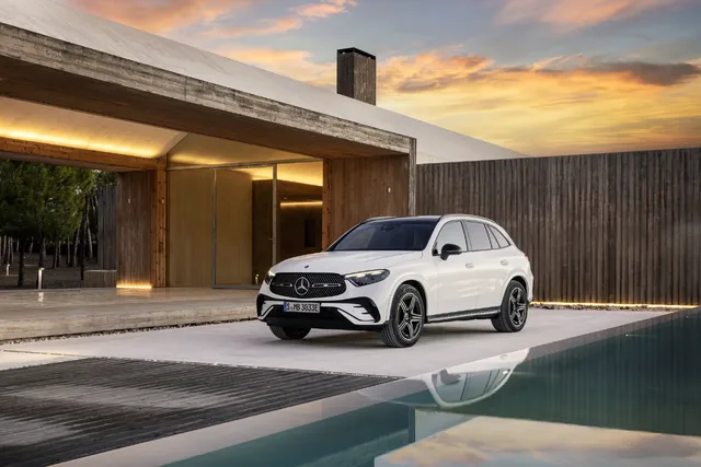 2023 Mercedes-Benz GLC 300 front three-quarter at sunset