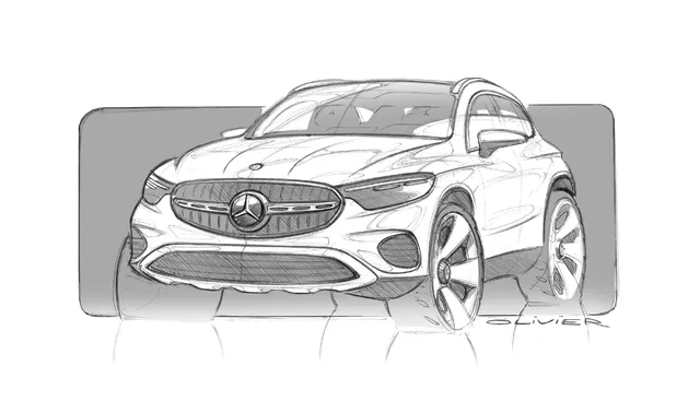 2023 Mercedes-Benz GLC 300 Design Sketch Front Three-Quarter