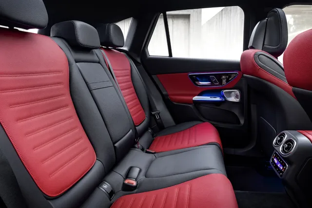 2023 Mercedes-Benz GLC 300 Cranberry Red and Black Rear Bench Detail