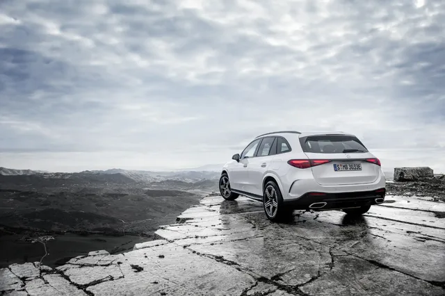 2023 Mercedes-Benz GLC 300 rear three-quarter on mountain edge