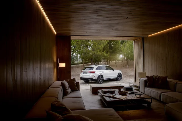 2023 Mercedes-Benz GLC 300 rear view from luxury lounge