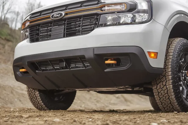 2023 Ford Maverick Tremor front bumper and skid plate detail