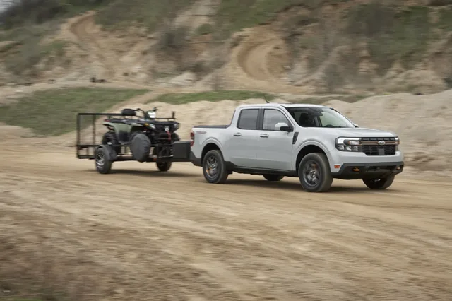 2023 Ford Maverick Tremor towing ATV trailer off-road