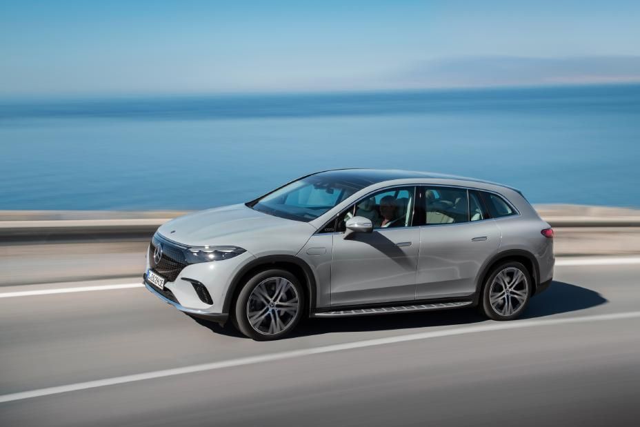Mercedes-Benz EQS SUV front three-quarter view