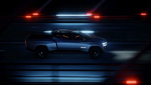 RAM 1500 Revolution Concept Driving Passenger Side at Night