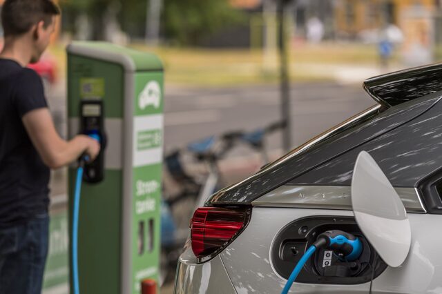 Mazda MX-30 Plugged into Public Charging Station