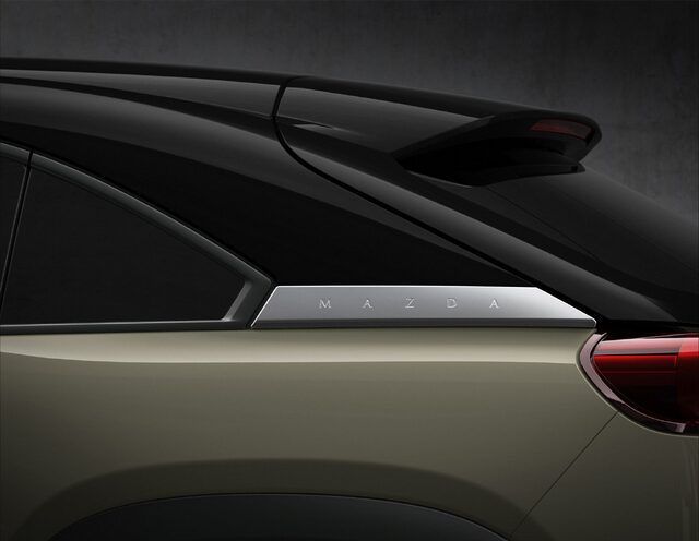Mazda MX-30 Rear C-Pillar Detail in Zircon Sand Metallic