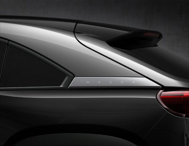 Mazda MX-30 Rear C-Pillar Detail in Dark Grey