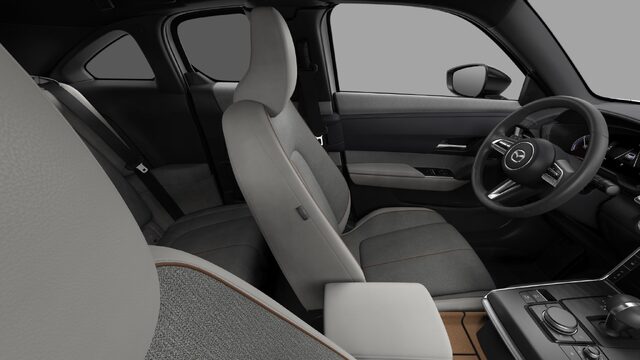 Mazda MX-30 Interior in Light Grey and White Upholstery