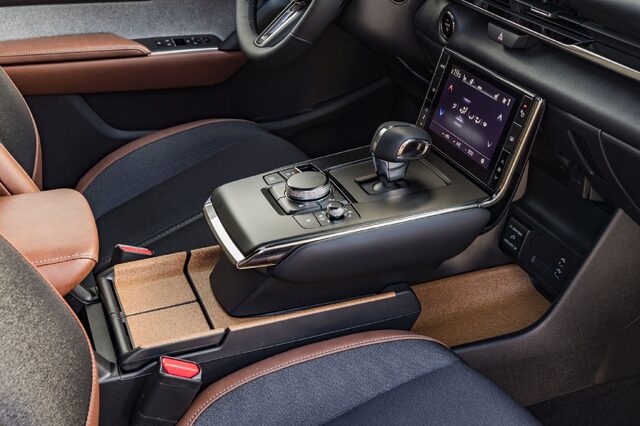 Mazda MX-30 Center Console With Cork Storage Detail