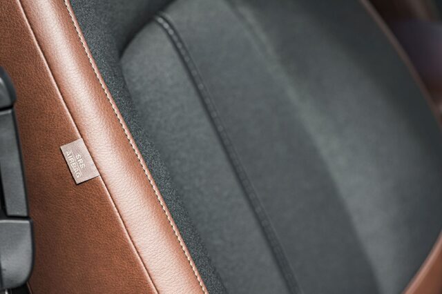 Mazda MX-30 Brown Leather and Suede Interior Detail