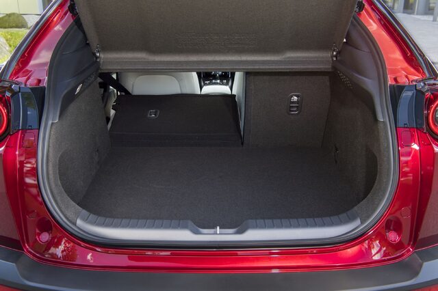 Mazda MX-30 Cargo Area With Rear Seat Partially Folded