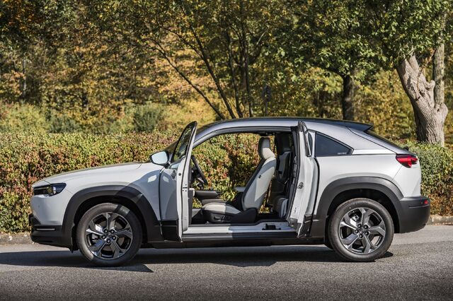 Mazda MX-30 Driver Side With Doors Open Showing Interior