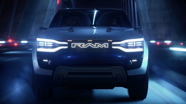 RAM 1500 Revolution Concept Front View Driving at Night