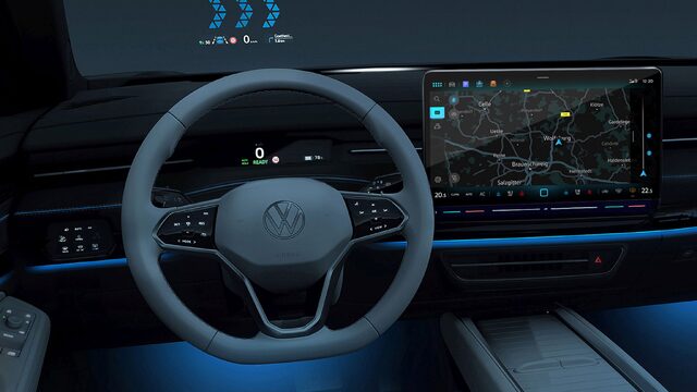 2024 Volkswagen ID.7 Concept interior dark theme with navigation display