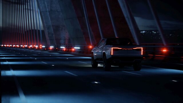 RAM 1500 Revolution Concept Rear Three-Quarter Driving at Night