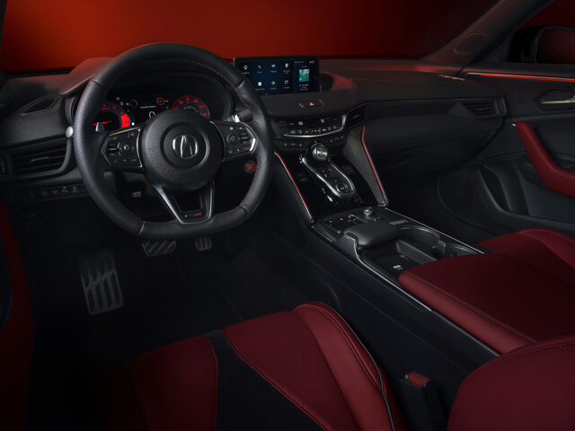 2023 Acura TLX Type S PMC Edition red leather interior and dashboard