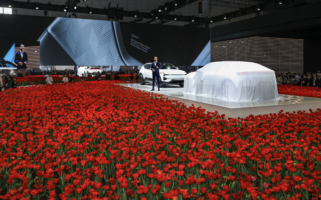 Polestar 4 Under Cover Before Reveal with Tulip Display