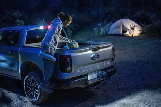 2024 Ford Ranger Nighttime Campsite Bed Loading