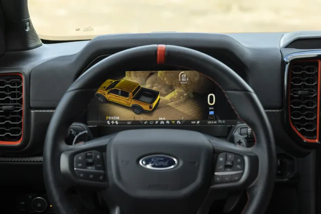 2024 Ford Ranger Raptor digital instrument cluster in Baja mode