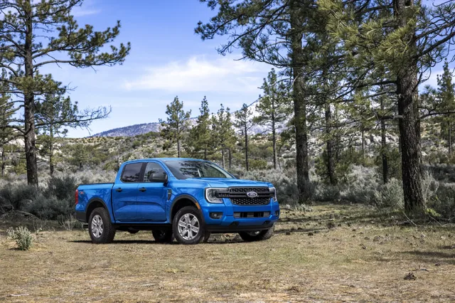 2024 Ford Ranger XLT Blue Front Three-Quarter in Clearing