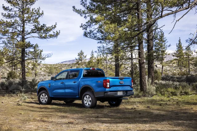 2024 Ford Ranger XLT Blue Rear Three-Quarter in Forest