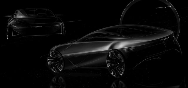 Chrysler Halcyon Concept Dark Exterior Design Sketch Side Profile