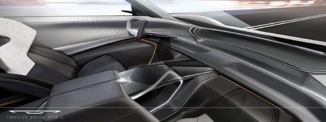 Chrysler Halcyon Concept Interior Rear Seat and Console Design Sketch