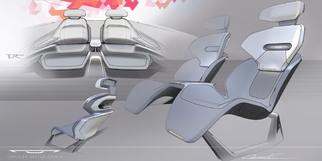 Chrysler Halcyon Concept Seat Design Sketch Multi-View