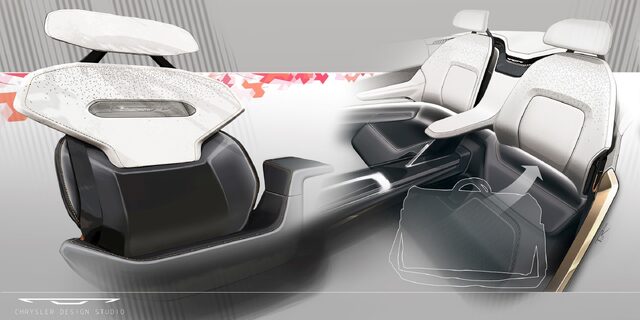 Chrysler Halcyon Concept Interior Seat and Storage Design Sketch