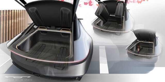 Chrysler Halcyon Concept Trunk and Stow 'n Go Seat Design Sketch