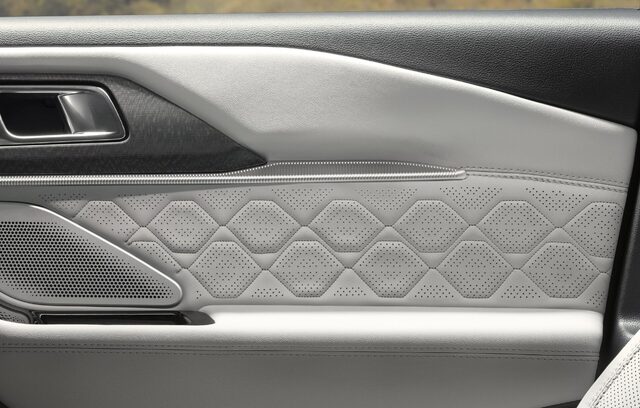 2025 Ford Explorer Platinum quilted leather door panel detail