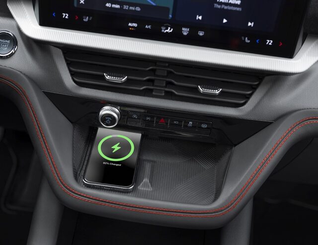 2025 Ford Explorer wireless charging pad and center console detail