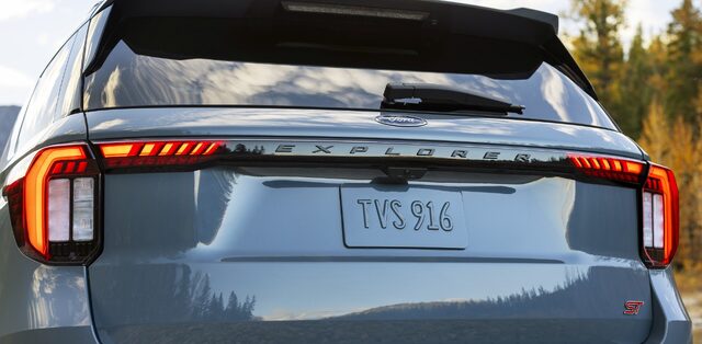2025 Ford Explorer ST rear taillight bar and Explorer badge closeup