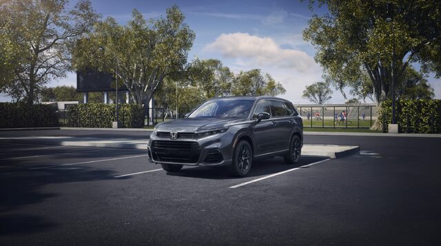 2025 Honda CR-V e:FCEV Gray in Parking Lot Near Soccer Field