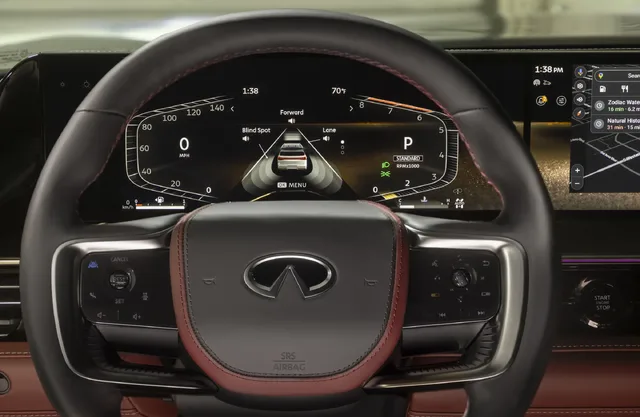2025 Infiniti QX80 steering wheel and digital instrument cluster