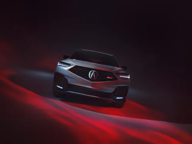 2025 Acura MDX Type S Front View Studio Shot with Red Lighting