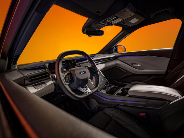 2024 Ford Capri interior cockpit view with ambient lighting