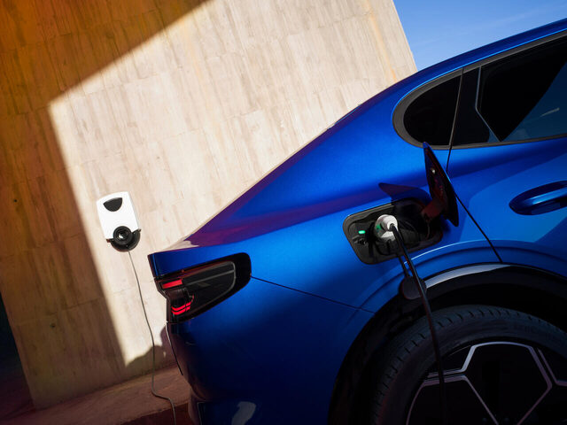 2024 Ford Capri charging port detail in Blue