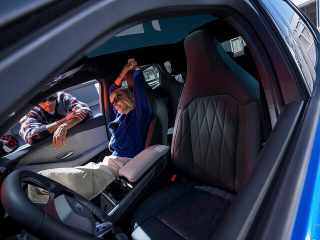 2024 Ford Capri front seats with diamond-quilted upholstery in Blue