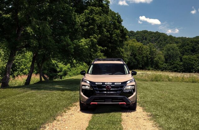2025 Nissan Rogue Rock Creek Front View on Gravel Road